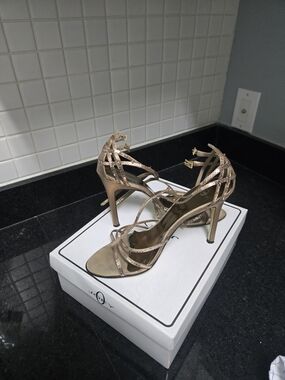 Joey Metallic Rose Gold Strappy High Heel Sandals